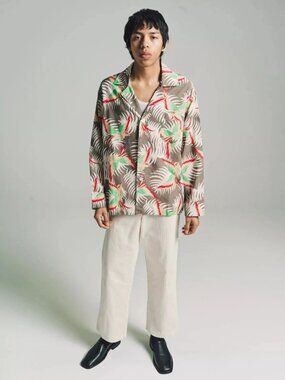 Bode Sun Conure Long Sleeve Men's Buttondown Shirt Printed Cotton XXL 270852